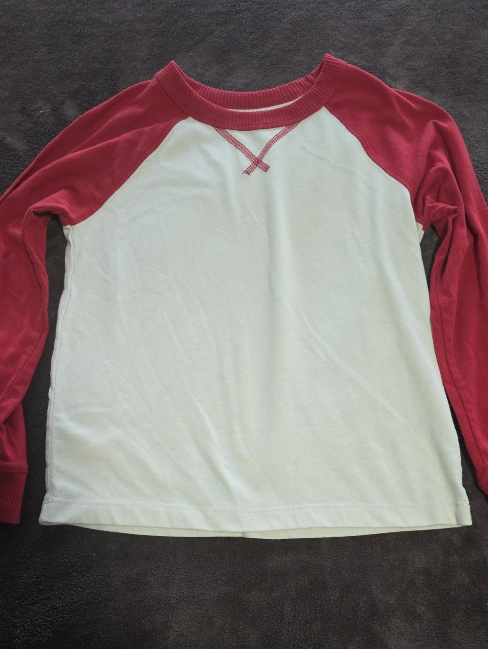 Wonder Nation Boys Raglan Baseball Long Sleeve Tee Red White Size 7 EUC